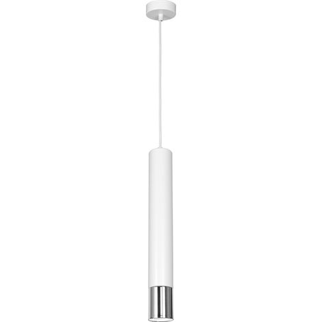Suspension tube métal blanc/chrome Nest GU10 Luminex