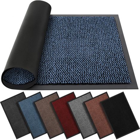 Paillasson lavable pour intérieur et extérieur – Antidérapant et robuste – Élégant et grand tapis en caoutchouc – Attrape la poussière parfait pour l'extérieur et l'intérieur (bleu, 50 cmx80 cm) (1/5)