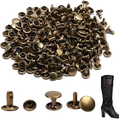 Lot De 100 Sets Rivets En Cuivre Antique 8x8mm, Rivet Cuir Double Face (1/5)