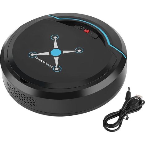 Robot aspirapolvere, potente mini robot di pulizia automatico intelligente ricaricabile tramite USB per la pulizia dei pavimenti (nero).