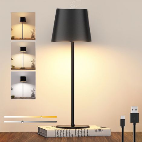 Wiederaufladbare, kabellose LED-Tischleuchte, dimmbares LED-Nachtlicht mit Touch-Steuerung, tragbare Leselampe für Camping und den Innenbereich (1/5)
