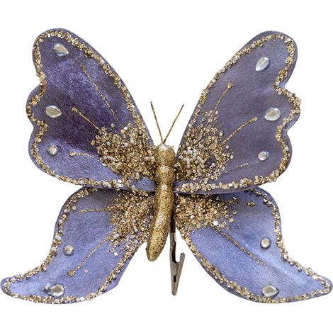 Papillon Décor - Ornement Arbre De Noël En Tissu Souple Avec Paillettes Dorées - Décoration Mur Plafond Couronne - Lot De 1 (1/5)