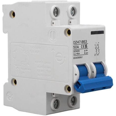 Mini Disjoncteur DC 500V 2P DIN Montage sur Rail Déclenchement électromagnétique Basse Tension Disjoncteur de Type B pour Système Solaire (1/5)