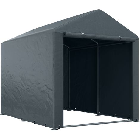 Carpa garaje 160 x 218 x 172 cm de acero galvanizado con puerta de cremallera gris oscuro (1/5)