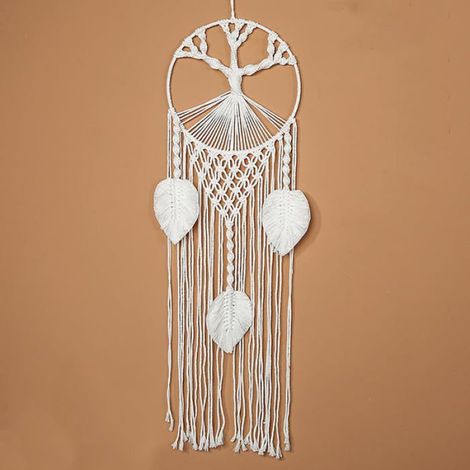 Attrape-Rêves - Décor Murale Suspendue en Macramé Boho - Décoration Intérieure Main - 27 cm x 87 cm - 1 Pièce (1/5)