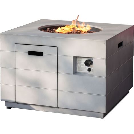 Abrihome Outdoor Propane Fire Pit Table Concrete Patio Heater, Square (87.6cmx87.6cmx60.5cm) (1/5)