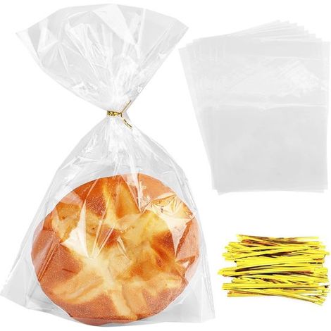 Brotbeutel mit Verschluss 100 Stück pro Packung transparente Plastikbeutel Brotbeutel wiederverwendbare Brotbeutel geeignet zur Aufbewahrung von