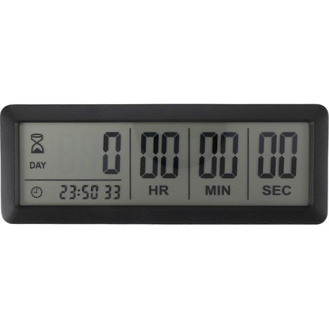 Grand compte à rebours numérique - Compte à rebours de 999 jours pour la remise des diplômes, le laboratoire ou la cuisine (noir) (1/4)