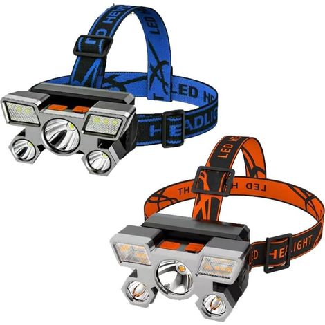 pièces Lampe frontale rechargeable, lumières minières portées par la tête en plein air sur de longues distances, phare léger et réglable (1/5)