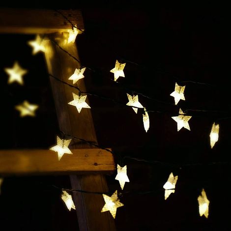 Guirlande lumineuse solaire en forme d'étoile pour extérieur, guirlande lumineuse féérique scintillante pour jardin, pelouse, terrasse, aménagement paysager, décorations de Noël et des fêtes (1/5)