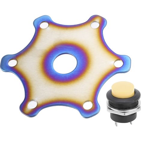 Cache-bouton de klaxon de volant universel en ABS et métal pour 6 boulons, voiture de course, jaune (1/5)