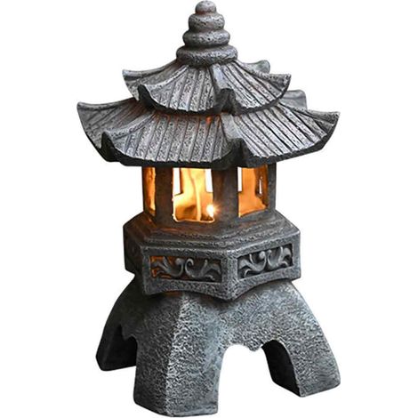 Statues De Lanterne De Pagode À Énergie Solaire, Ornements De Jardin De Lumière De Pagode De Style Japonais (1/5)