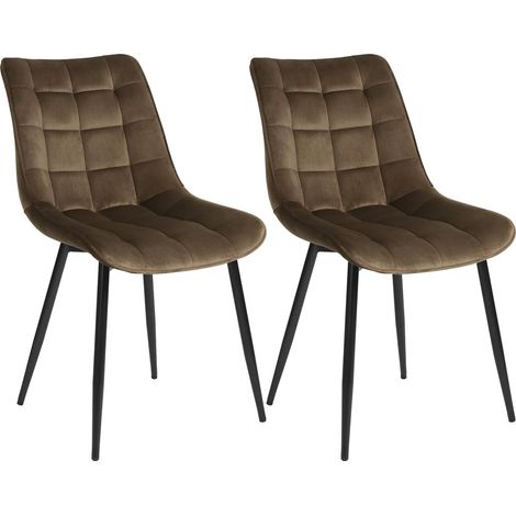 Lot de 2 Chaises de salle à manger WOLTU, Chaises de cuisine, Siège en velours, Pieds en métal, Brun (1/5)