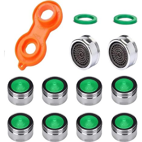 8 Stück Strahlregler Wasserhahn M24, Perlatoren für Wasserhähne Wasserhähne Sieb Einsatz Set mit Mischdüsenschlüssel Mischdüse Luftsprudler für Küche Bath Room (1/5)
