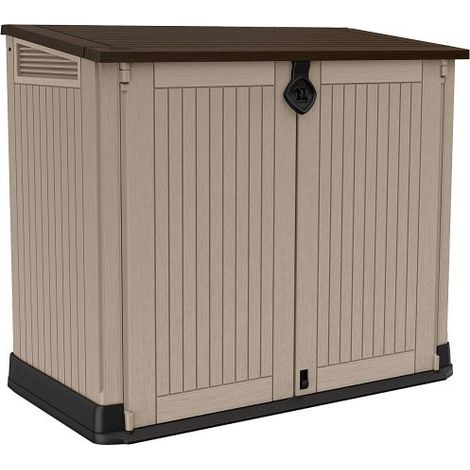 Keter 17210426 Store-It-Out MIDI Box Portattrezzi da Giardino 880 L Doppia Anta Pavimento Incluso Lucchettabile colore Beige