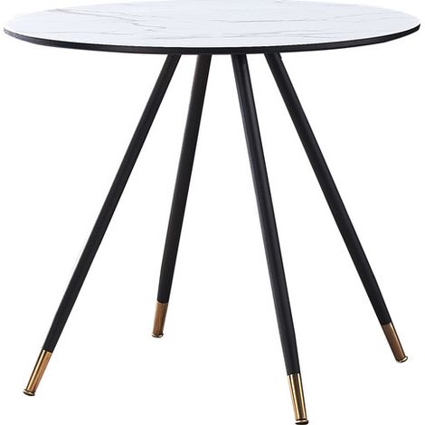 Dorchester lux Single Dining Table, Solid Metal Legs and Metal Top, White (1/4)