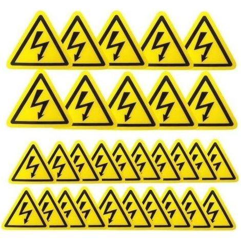 Lot de 30 Autocollants Danger Électrique, Sticker Avertissement en Vinyle, Étiquette Tableau Électrique, Pictogramme Triangle pour Signalisation de Sécurité Extérieur (1/5)