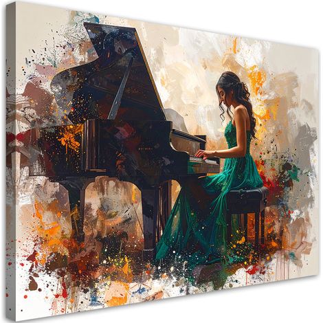 Impression sur Toile, Femme au piano abstraction,30x20 (1/4)