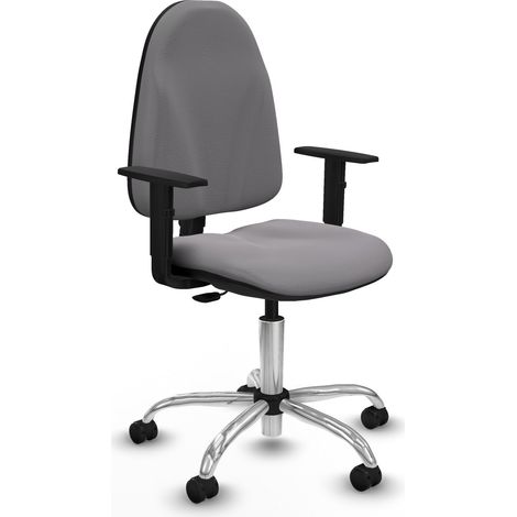 Algarra CP similpiel gris brazos 1D base cromada ruedas engomadas 50mm