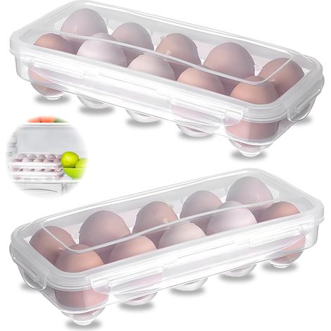 Lot de 2 boîtes à œufs transparentes, 10 œufs, pour frigo et transport. (1/5)