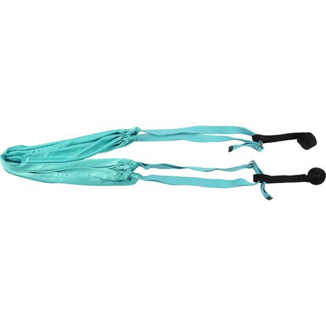 Hamac de yoga pour la maison, idéal pour l'équilibre sur les mains et les jambes écartées. Extensible et portable. Bleu foncé. (1/5)