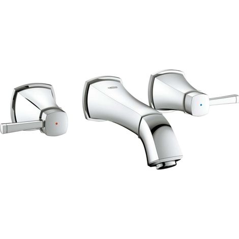 Grohe Mélangeur lavabo 3 trous Grandera, DN 15, montage mural, saillie 177mm, Coloris: chrome - 20414000 (1/2)