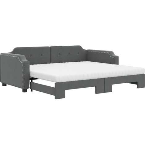 Maison Exclusive - Tagesbett Ausziehbar mit Matratzen Dunkelgrau