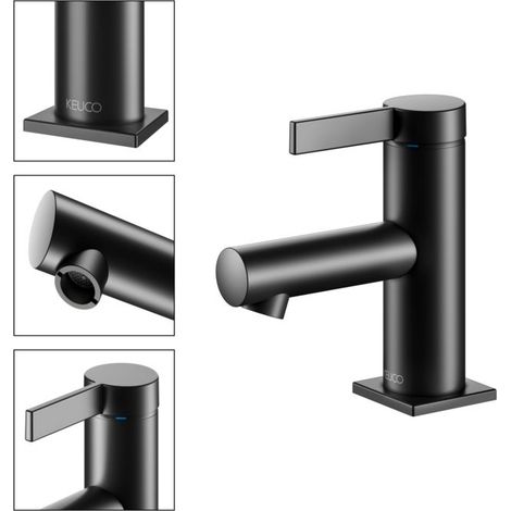 Keuco IXMO Pure 60 Black Selection mitigeur lavabo 59504371100 sans garniture de vidange , noir (1/5)