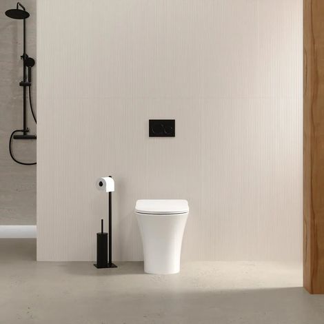 Cuvette encastrée en céramique blanche brillante avec siège de WC à fermeture douce Sofia (1/4)