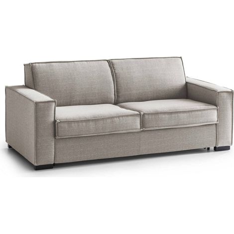 Talamo Italia Schlafsofa Giuliana, 2-Sitzer-Sofa, 100% Made in Italy, Wohnzimmersofa mit drehbarer Öffnung, aus gepolstertem Stoff, mit Standard-Armlehnen, Cm 180x95h90, Turteltaube