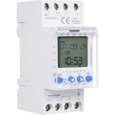 Timer à 2 Canaux Commutateur de Temps Numérique Programmable DIN Mot avec Calendrier D'affichage LCD et 6 Langues pour Une Utilisation à Domicile ou au Bureau (1/4)