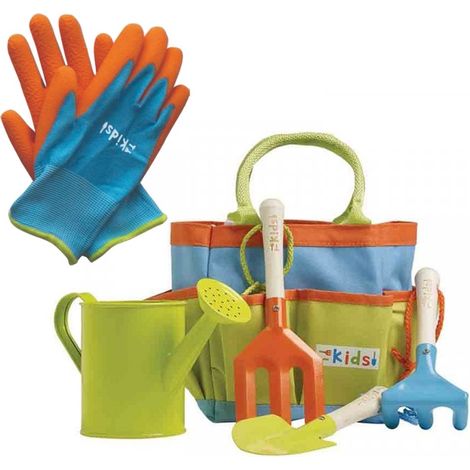 Briers Kids Childrens Gardening Tool Bag Rake Fork Trowel Watering Can & Gloves (1/5)