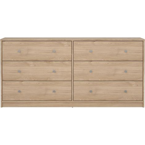 Commode OREGON 2x 3 tiroirs - Décor chene - L 143 x P 30 x H 68 cm - TVILUM (1/8)