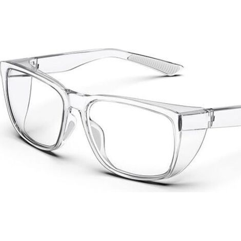 Lunettes de sécurité transparentes avec protections latérales, antibuée, anti-rayures, poignées antidérapantes et protection UV complète - gris (1/5)