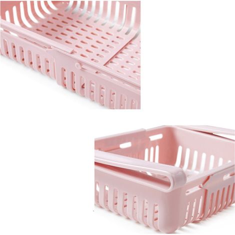 Organisateur de tiroir de réfrigérateur rétractable et multifonction, gain de place, rose, 20,5 x 16,4 x 7,6 cm / 8,1 x 6,5 x 3 pouces (1/4)