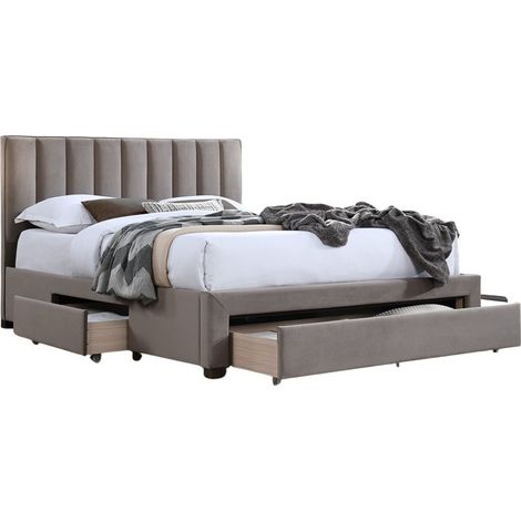 Cama Houston 869, Taupe, Doble, 140x200, Tapiz, Somieres, 145x215x111cm