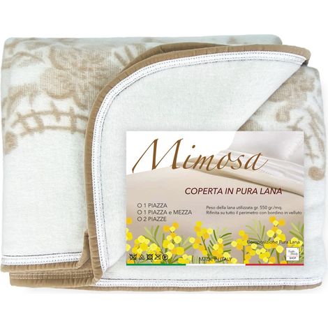 COPERTA Invernale IN PURA LANA MIMOSA-ANIROS Made in Italy 1 PIAZZA
