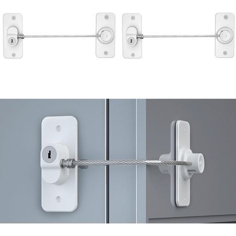 Set mit 2 Schlössern für Kühlschrank und Gefrierschrank, inklusive Schlüssel für Kindersicherheit, Schloss zur Sicherung von Kühlschrank und Schränken, weiß (1/5)