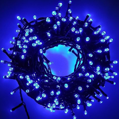 300 luci led Catena Luminosa Natalizia BLU lunga 20 metri uso esterno o interno ip44 certificate CE Funzione Memory addobbi natalizi decorazione locali casa giardino