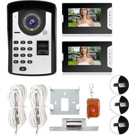 Carillon vidéo intelligent IP 7 pouces LCD avec empreinte digitale, mot de passe, IR, interphone, écran à distance, prise AU (1/5)