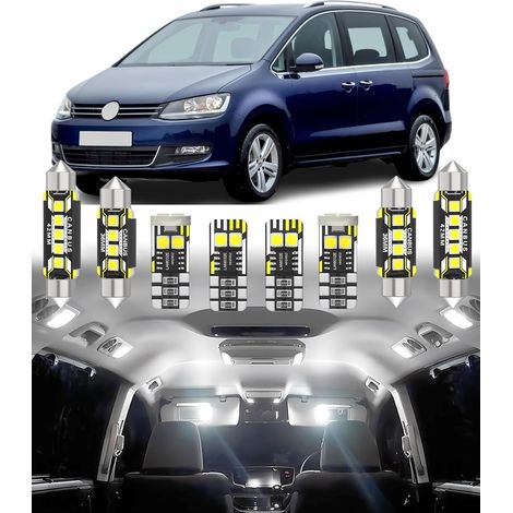 19pcs Car Interior LED Light Kit Replacement for Volkswagen VW Sharan SEAT Alhambra 7M 1995-2010 Interior Lighting 6000K White (1/5)