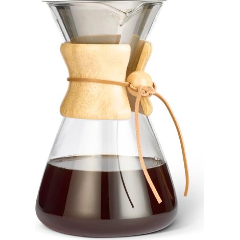 Cafetière Filtre Manuelle, 86,4cl Verre Borosilicaté, Sans BPA, Filtre Réutilisable en Acier Inoxydable (1/5)