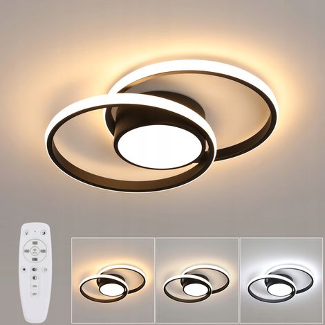 COMELYLED Ceiling Light, Dimmable Ceiling Light 3000K-6000K, Remote Controlled Led Ceiling Light, 39W Modern Ceiling Light Fixture for Hallway Bedroom Bathroom Kitchen Living Room, 40CM, Black [Energy (1/5)
