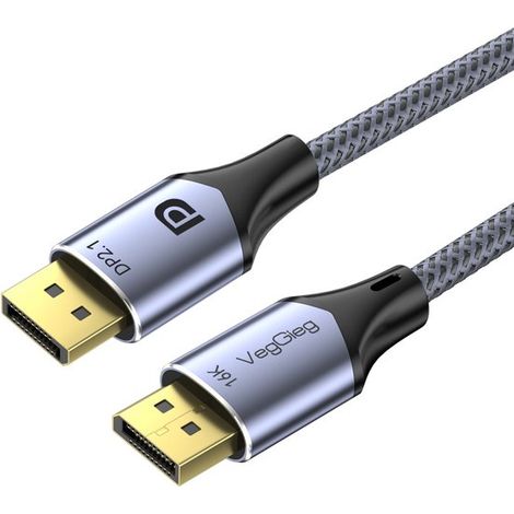 Câble DisplayPort 2.1 – 16K 60Hz – 8K 120Hz – 4K 240Hz – 80 Gbps – 2 m – Cuivre pur (1/5)