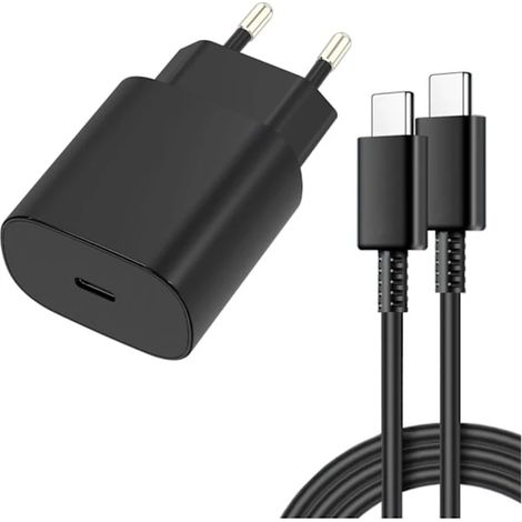 Chargeur rapide NN 25 W compatible avec adaptateur Samsung et câble USB-C 2 m, lot de 4 chargeurs muraux à charge rapide, noir, 4 broches (1/5)
