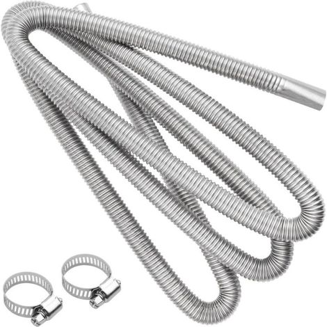 Kaelt - Flexible Pour Echappement 300 cm, Tuyau d'Échappement de Chauffage de Voiture, Tuyau d'Évent de Gaz Diesel Avec Deux Pinces En Acier Inoxydable (1/4)
