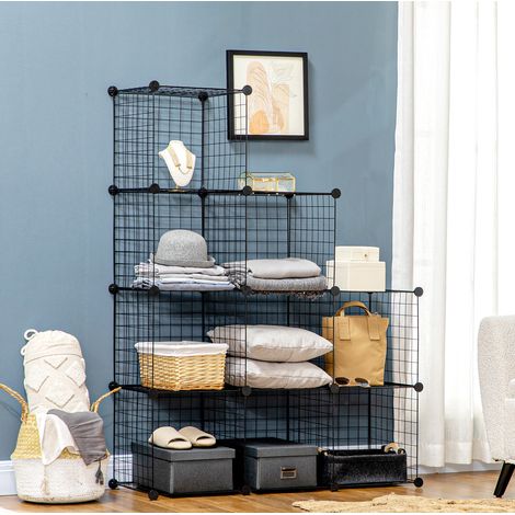 Regal aus Metall in Schwarz, 6 offene Würfel, 109 x 37 x 109 cm, modular und frei konfigurierbar (1/5)