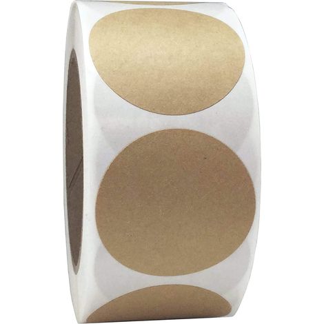 Lntyq 500Étiquettes Autocollantes Rondes Papier Kraft,autocollants naturels en papier Kraft brun,pour propriétaires de magasin,artisanat,organisation,étiquettes de bocaux et de conserves,étiquettes de