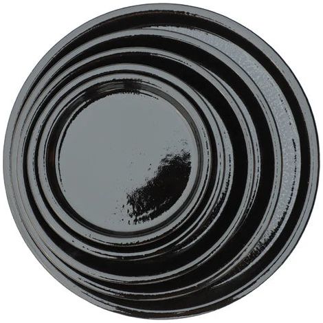 Soucoupe 33cm noir faite à la main en terre cuite émaillée