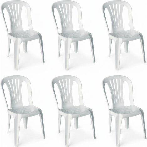 Set 6 Sedie Mimosa Bianche Plastica Impilabili per Esterno Giardino Mimosa